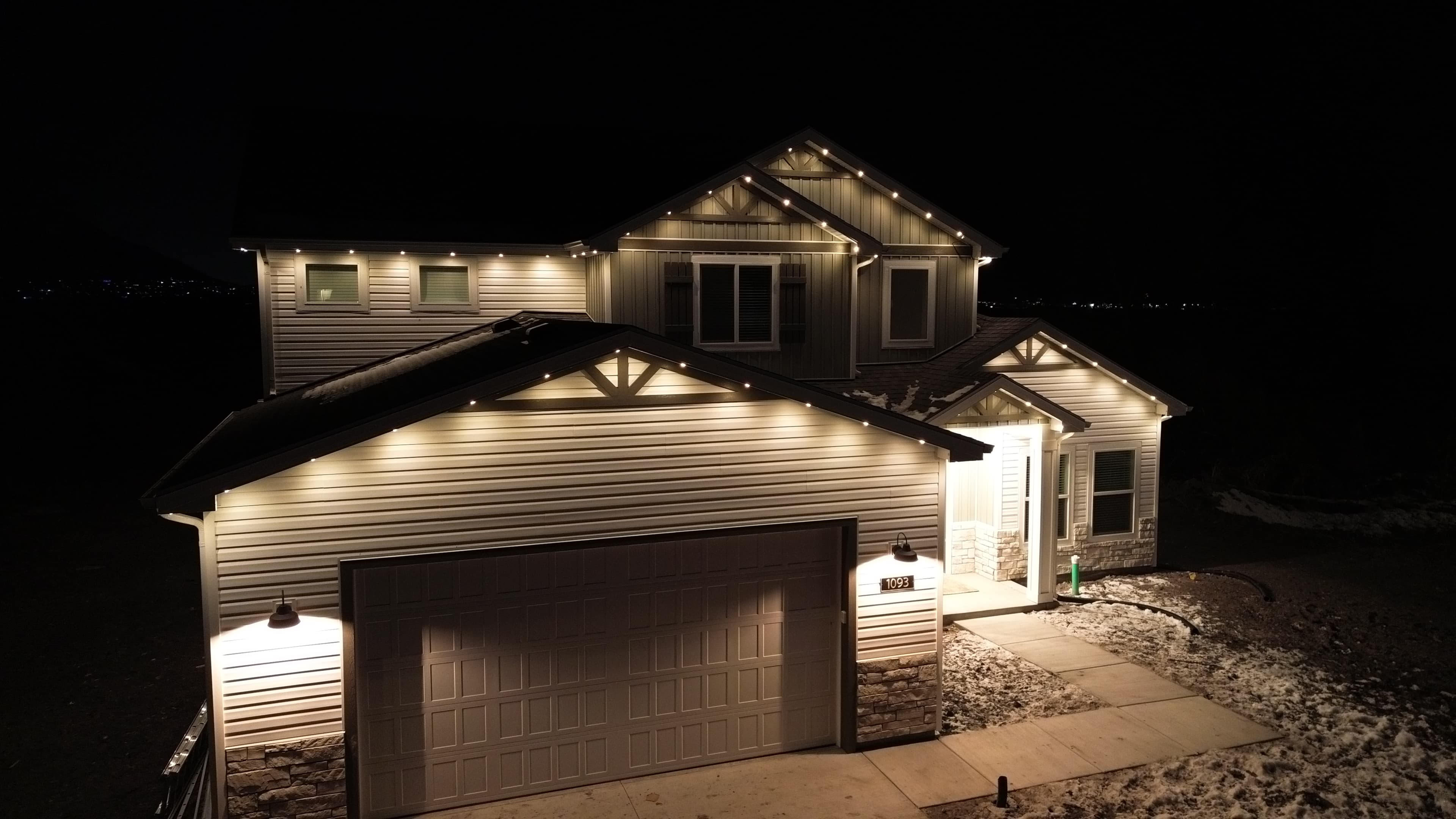 Full home permanent LED lighting on a Cedar Park residence